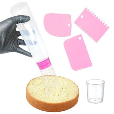 Imagem de Bisnaga Para Molhar Bolo Regador de Bolos 500ml, Acompanha Copo Medidor de 70ml e 3 Mini Espatulas de textura Wave Cake