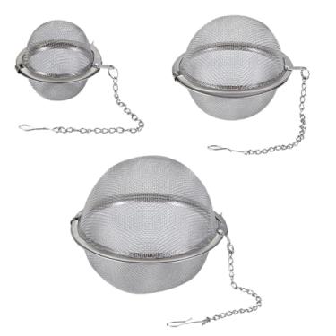 Imagem de BLLNDX Bola de malha de condimento de aço inoxidável 304 infusor de bola de chá doméstico filtro de bola de chá anis aromático panela de marinada sopa ensopado caixa de tempero bola de tempero 5 cm 7