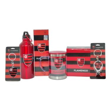 Imagem de Kit Presente Flamengo Garrafa Caneca Térmica Inox Chaveiros