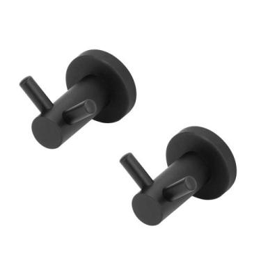 Imagem de Kit 2 Porta Toalha Cabide Duplo Banheiro Inox Preto/Black - Modelar