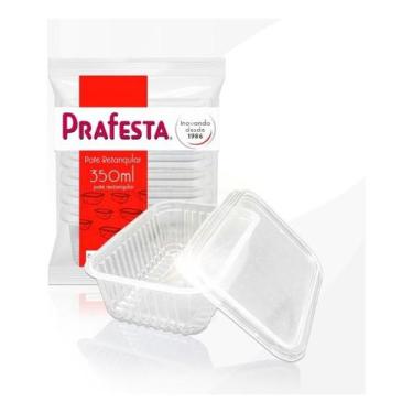 Imagem de Pote Marmita Fit Retangular Descartavel C/tampa 350ml-24und - HIPERROL