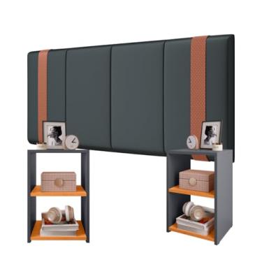 Imagem de Conjunto Kit Quarto Cabeceira PARISE 1.40 Com 2 Mesas de Cabeceira c/Prateleira e Nicho Bella (Parise Cinza/Bella Cinza Cina)