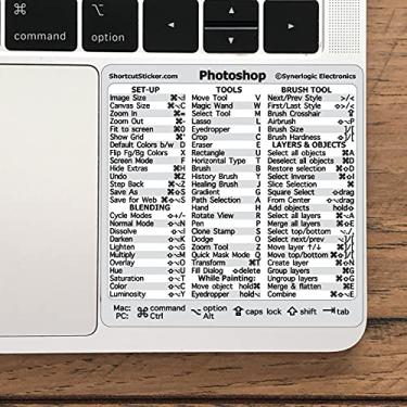 Imagem de Synerlogic Adesivo de atalho de teclado de referência rápida Adobe Photoshop, vinil laminado sem resíduo, para qualquer MacBook ou PC Windows
