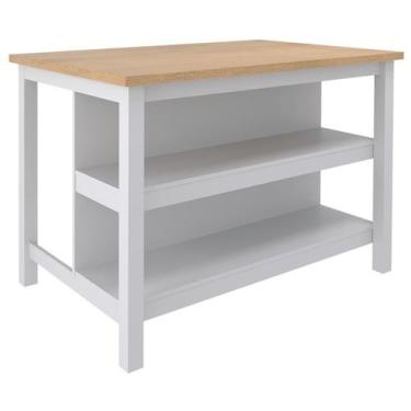 Imagem de Bancada Ilha Cozinha 2 Prateleiras 120x80 cm CD1019 Cinza Dtall - Mila