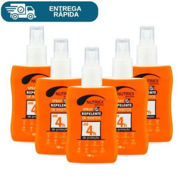 Imagem de Kit 5 Repelente Spray 4 Horas 100ml Nutriex Proteção Contra Insetos Pe