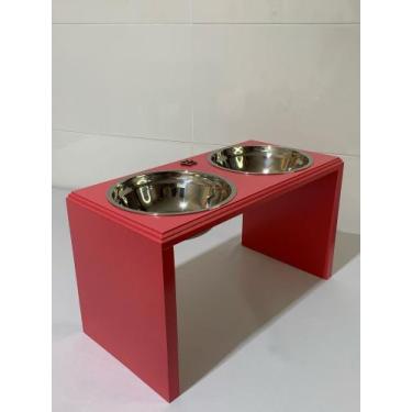 Imagem de Comedouro Duplo Com 2 Tijelas de Inox Para Cães de Grande Porte Com 28