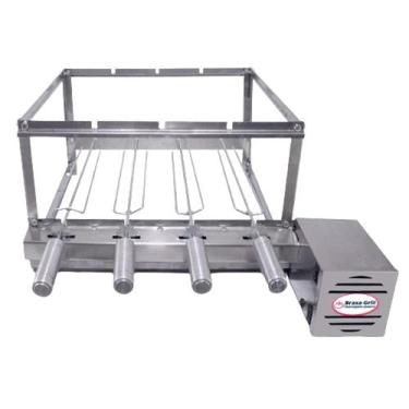 Imagem de Brasa Grill Tradicional Gira 4 Espetos Churrasqueira Giratória, Direit