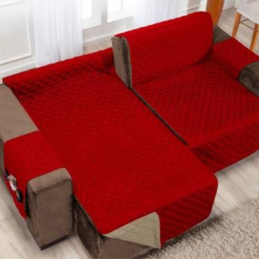 Imagem de Capa de Sofa Retrátil 2,20m Vermelho-Caqui Luxo - Charme do Detalhe, V