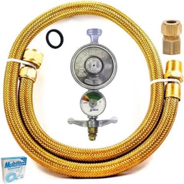 Imagem de Kit Instalação Gás Mangueira 2,00Mt Com Manômetro BotijãoGlp - Contufl