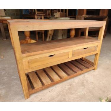 Imagem de aparador prateleira ripada 1,20 em madeira maciça de demoilição