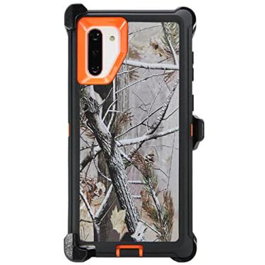 Imagem de WallSkiN Capa para Galaxy Note 10 (16.0 cm) Heavy Duty Full Body Military Grade Drop Protection Carry Cover Holder | Coldre para homens cinto com suporte de clipe – Camuflagem/Laranja