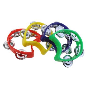 Imagem de MEETOOT 4 peças 10 x 9,5 cm plástico portátil percussão chocalho percussão pandeiro portátil para performance instrumental dança festa casamento