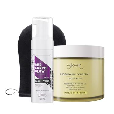 Imagem de Kit Skelt Unexpected Day Red Carpet Glow Autobronzeador Mousse Dark e Luva (3 produtos)