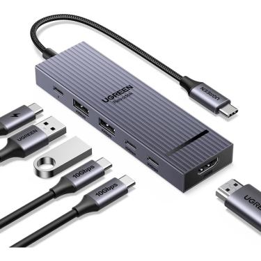 Imagem de Ugreen Revodok Pro Adaptador Dock ( 6 em 1 ) Thunderbolt 3/4 Hub USB C para USB 3.2 10Gbps Gen 2 hdmi 4K 60Hz tipo C pd 100W Compatível MacBook Pro Ai
