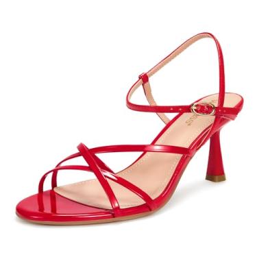 Imagem de wetkiss Salto gatinho com tiras para mulheres, salto baixo, sandálias confortáveis, tira no tornozelo ajustável, bico redondo, aberto, vestido de festa, casamento, preto, branco, vermelho, prata