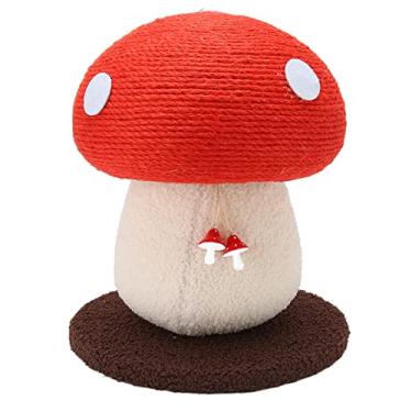 Imagem de Almofada para arranhar gatos em forma de cogumelo com sisal e veludo, arranhador para gatos para brincadeiras interativas e necessidades de arranhões