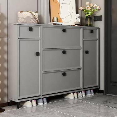 Imagem de Sapateira Estreita Organizadora Oculta, Sapateira Fina Com 3 Gavetas, Sapateira Autônoma Com Porta Flip, Sapateira Moderna Para Balde, Sapateira Moderna Para Entrada, Corre, Grey, 55 * 10.2 * 46.4in