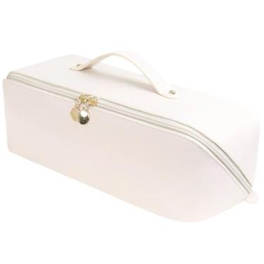 Imagem de Homaisson Estojo de viagem para secador de cabelo compatível com Dyson, bolsa de armazenamento de poliuretano de grande capacidade com alça e zíper, proteção em movimento, Branco, Elegante