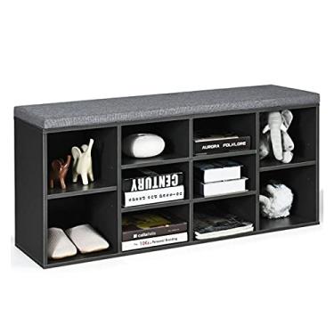 Imagem de Prateleira de sapato, banco de armazenamento de sapatos, acolchoado, banco organizador de 10 cubos, organizador de sapatos ajustável (cor: A) (A)