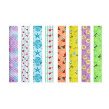 Imagem de YWJLQH Randa de toalhas de cadeira de praia de 8 peças para o suporte de tira de verão elástico padrões fofos