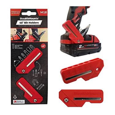 Imagem de StealthMounts Suporte magnético de 45 bits para Milwaukee M18 | Suporte de brocas para impactos e brocas Milwaukee (pacote com 2) (vermelho)