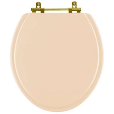 Imagem de Assento Sanitário Convencional Oval Rosa Floral Para Vaso Deca Com Ferragem Dourada