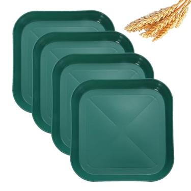 Imagem de Conjunto de pratos quadrados de palha de trigo de 15 cm, prato de jantar profundo inquebrável, leve, uso reutilizável para casa e cozinha (verde, 4)