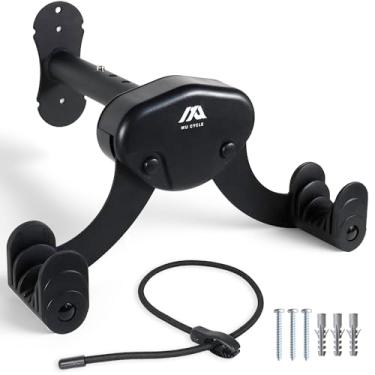 Imagem de MU CYCLE Suporte de parede para bicicleta Buffalo – Cabide interno horizontal resistente ajustável para bicicletas de estrada, montanha e híbridas de até 22 kg, armazenamento de garagem e apartamento