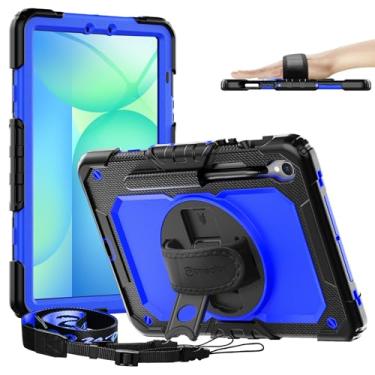 Imagem de Timecity Capa para Samsung Galaxy Tab S9/ S9 FE 5G (capa SM-X510/ X516B/ X518U/ SM-X710/ SM-X716B/ SM-X718U): com protetor de tela/suporte para lápis/alça de mão giratória e suporte, à prova de quedas