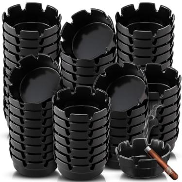 Imagem de Reginary 100 cinzeiros redondos de plástico preto para charuto a granel cinzeiro preto para casa, restaurante, bar, interior e exterior, 10 cm de diâmetro