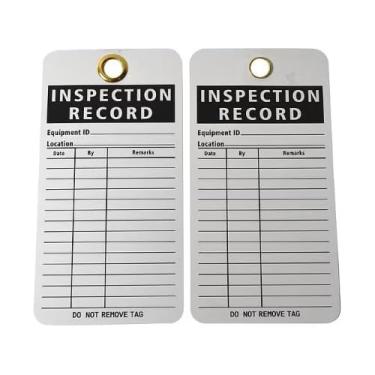 Imagem de Pacote com 25 etiquetas de registro de inspeção 14 cm x 7,6 cm para equipamentos, verificações de segurança, extintores de incêndio e muito mais!