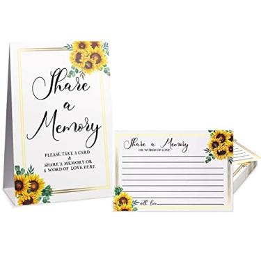 Imagem de 50 Pieces Sunflower Share a Memory Cards and Sunflower Memorial Sign Place Cards Seating Place Cards for Celebration of Life Graduation Wedding Bridal Shower Birthday Anniversary Holiday (Black Font)