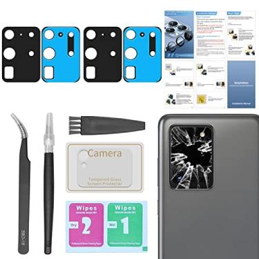 Imagem de Senpinkboo Pacote com 2 para Samsung Galaxy S20 Ultra Back Camera Lens Glass Replacement com [protetor de lente da câmera] + adesivo pré-instalado, inclui conjunto de ferramentas de reparo + manual de