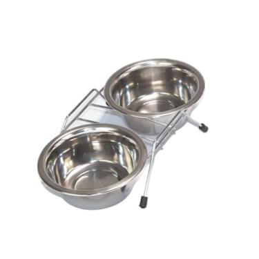 Imagem de Comedouro E Bebedouro Inox Pra Cachorro Ou Gatos(N° 01-240 ml cada tigela)