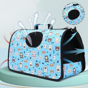 Imagem de Bolsa Mala Casinha ESTAMPADA Transporte Cachorros Gatos Pet AZUL - ele