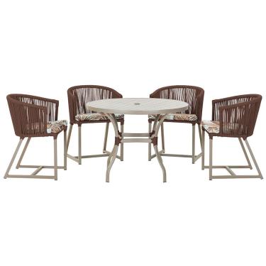 Imagem de  Mesa com 4 Cadeiras de Jantar Roma 100cm e Noronha em Aluminío