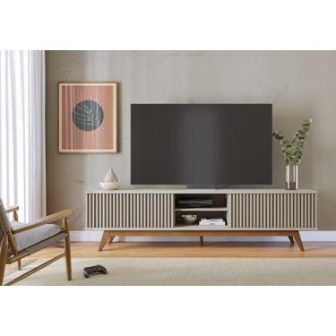 Imagem de Rack Bancada Fortaleza 4 Portas Tvs Até 75 Polegadas Off White Matte -