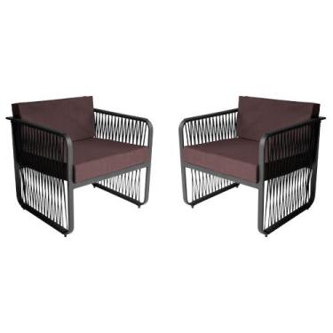 Imagem de Conjunto 2 Poltronas para Área Externa Santiago em Alumínio e Corda Ná