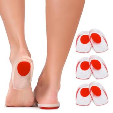 Imagem de Calcanhares de gel inserções de fascite plantar - almofadas de silicone para esporas ósseas alívio da dor Protetores de seus pés feridos ou contusores Melhor tratamento de gel de palmilha