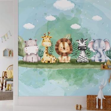Imagem de Papel de Parede Safari Animais da Selva Aquarela Painel 6m²