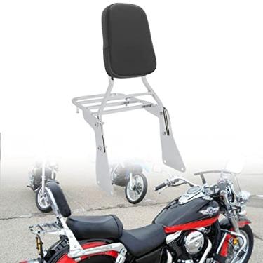 Imagem de [Enviado dos EUA] Motaux Passenger Sissy Bar com suporte de bagagem para Kawasaki Vulcan 1500 VN1500 Classic, cromado
