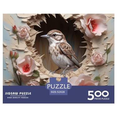 Imagem de Pássaro 500 peças quebra-cabeça animal 3D adultos divertido alívio do estresse brinquedo educativo jogo decoração de jogo intelectual relaxamento e inteligência 500 peças (52 x 38 cm)