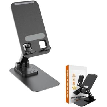 Imagem de Suporte Articulado de Mesa para Celular com Base Giratória 360° Resistente com Pedestal Ajustável Dobrável e Retrátil Compatível Tablet Smartphone Suporte de Celular com Rotação 360° (Preto)