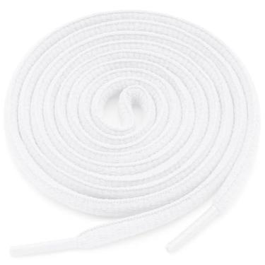 Imagem de YJRVFINE Cadarços de tênis meio redondos: 2 pares de cadarços ovais para calçados esportivos esportivos, Branco, 31 Inch (80CM)