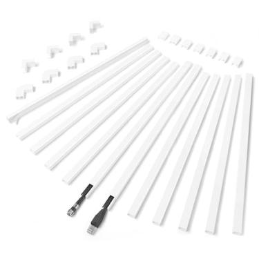 Imagem de ZhiYo Escondedor de cabo de parede para um fio, capas de cabos de 518 cm para fios na parede, kit de capa de cabo autoadesivo de fácil instalação, cabos brancos para gerenciamento de cabos de canal de