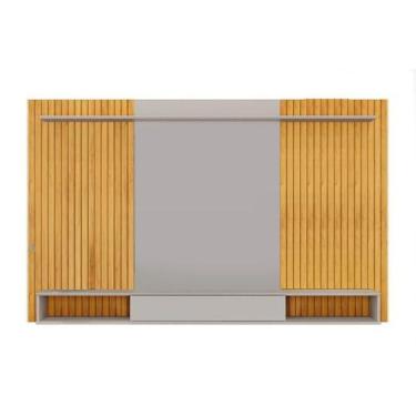 Imagem de Painel Home p/ TV até 70 Pol Leo c/ Nicho 215x136cm Freijo/Off White -