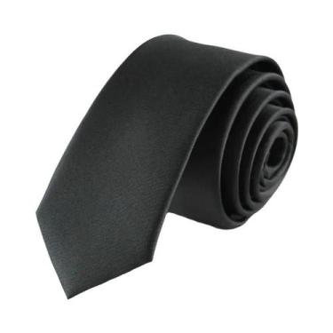 Imagem de Gravata Skinny Preta Masculina 5cm - Poliéster, Seda e Jacquard, 5sb00