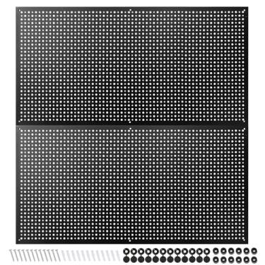 Imagem de Daanxw Pegboard de metal para armazenamento de garagem, placa de aço resistente 40,6 cm x 81 cm painéis de organização de ferramentas de placa de metal (preto, pacote com 2)
