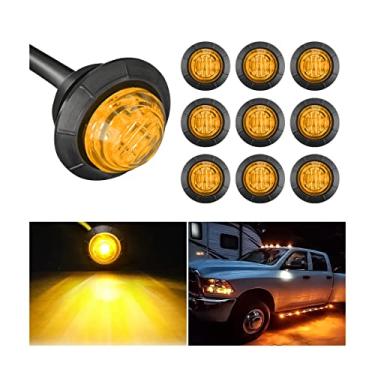 Imagem de HIPOPY 10 peças de luzes de LED redondas de 3/4 polegadas, luz de sinalização à prova d'água, lanterna traseira de sinal, mini lâmpada indicadora traseira frontal selada, acessórios universais de reboque de caminhão de carro (amarelo)