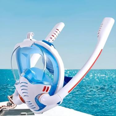Imagem de Máscara de Mergulho com Snorkel Duplo Piscina Natação Cor:Azul (STO2861)